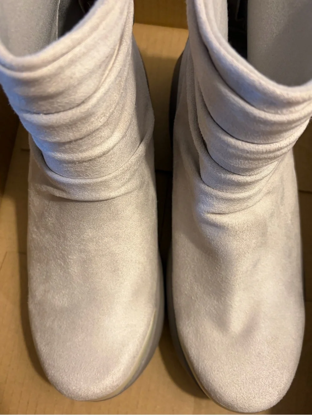 Bzees Light Beige Suede Ankle Booties